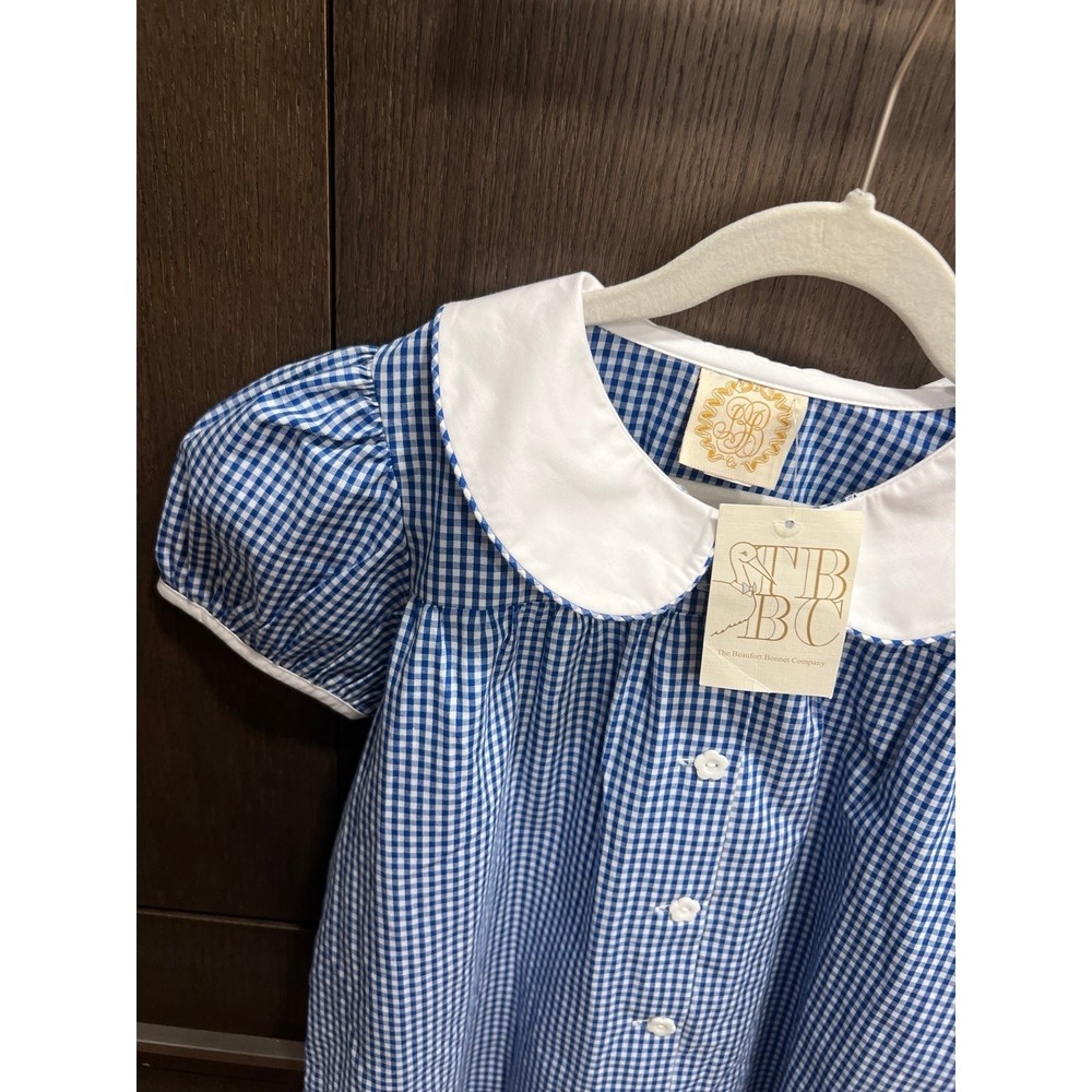 The Beaufort Bonnet Company (TBBC) royal blue gingham girls' dress white 8 - Picture 2 of 4